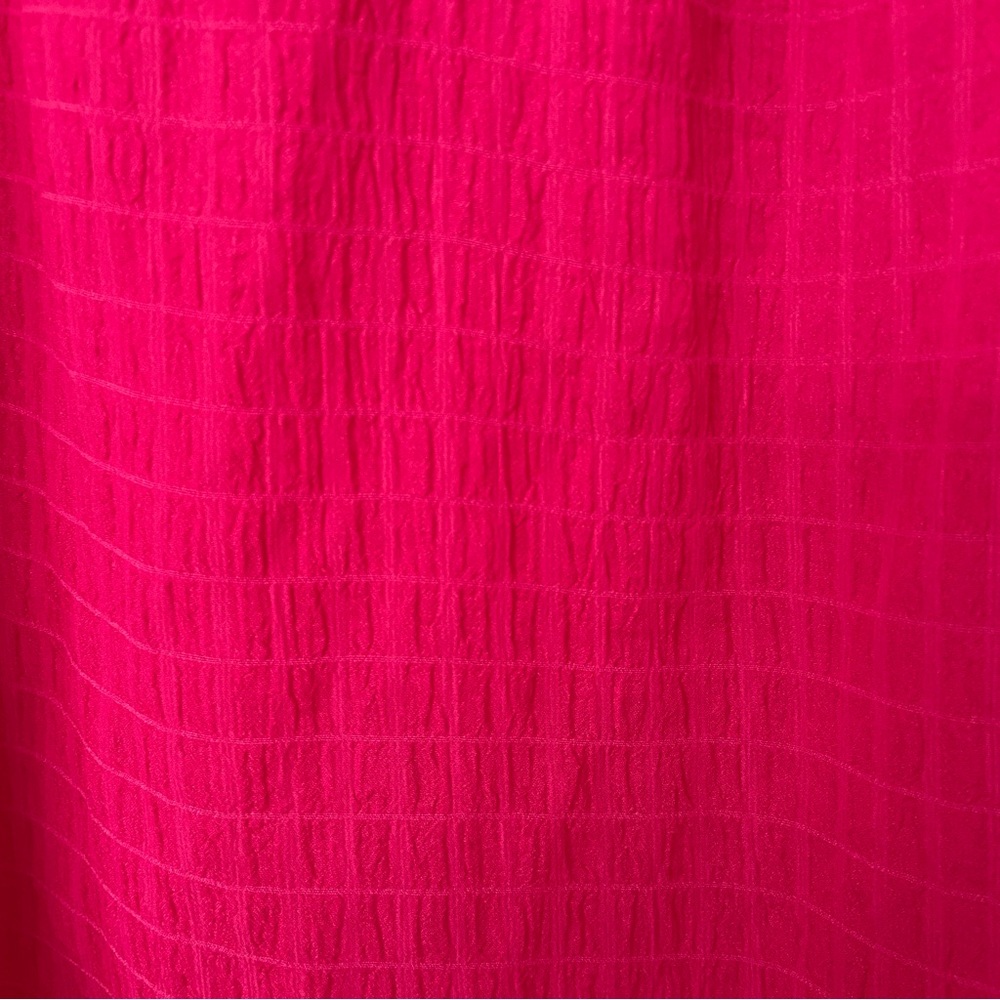 OLIVIA & MARTIN BRIGHT PINK TOP/BLOUSE WITH RUFFLE DETAILS, TIE NECKLINE, LARGE - Picture 8 of 11